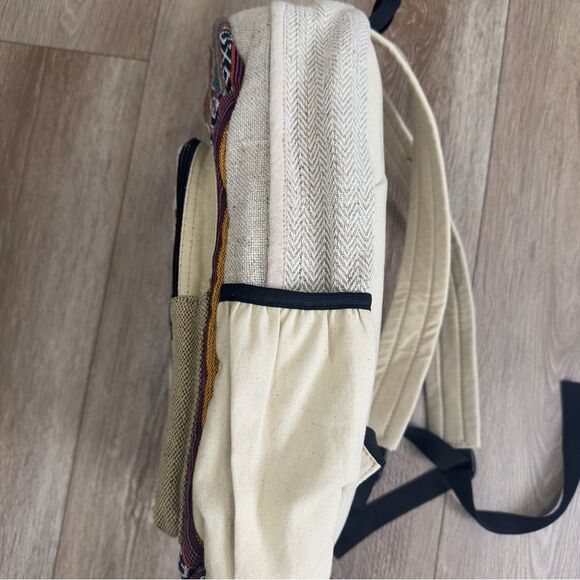 NEW Himalayan Hemp All Natural Pure Handmade Multi Pocket Laptop Boho Backpack - Picture 7 of 12